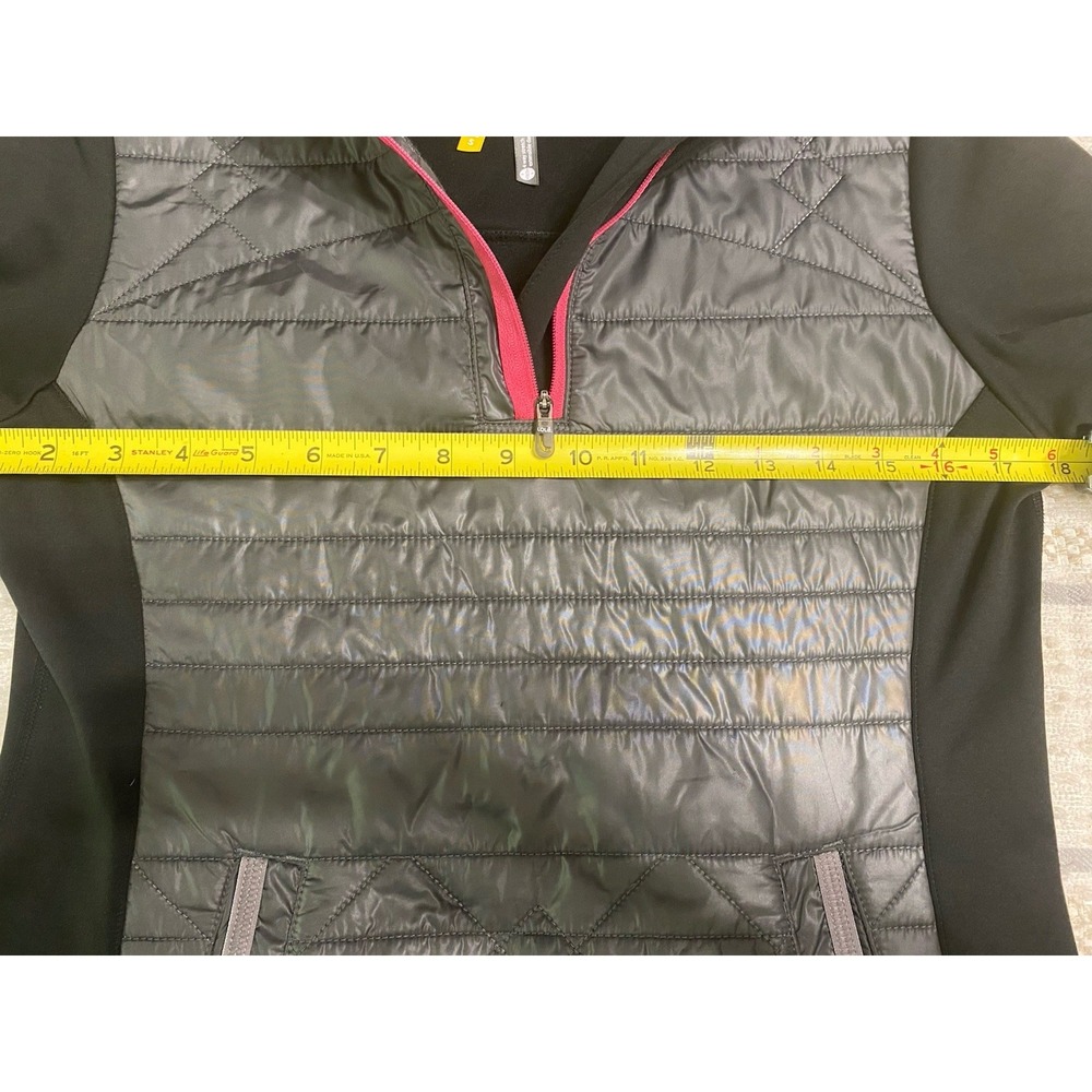 ⁠Lole Womens S Quilted Hybrid 1/4 Zip Pullover Jacket Gray Black Pink Thumbholes - Picture 4 of 7